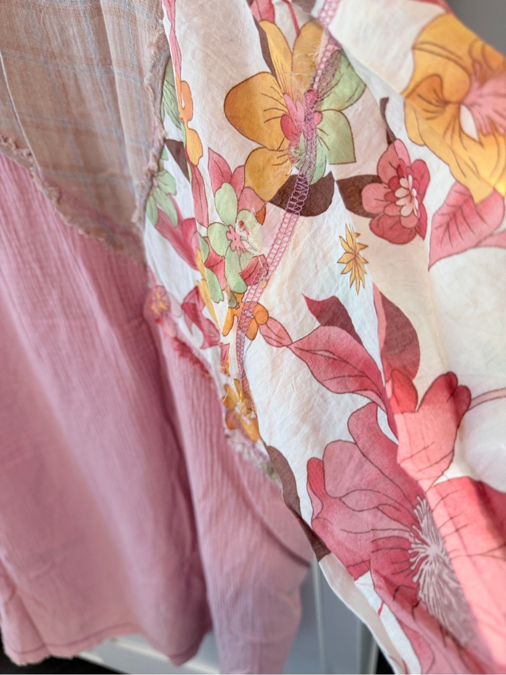 easel Pink Multi-Print Patchwork V-Neck Tunic - Picture 6 of 10